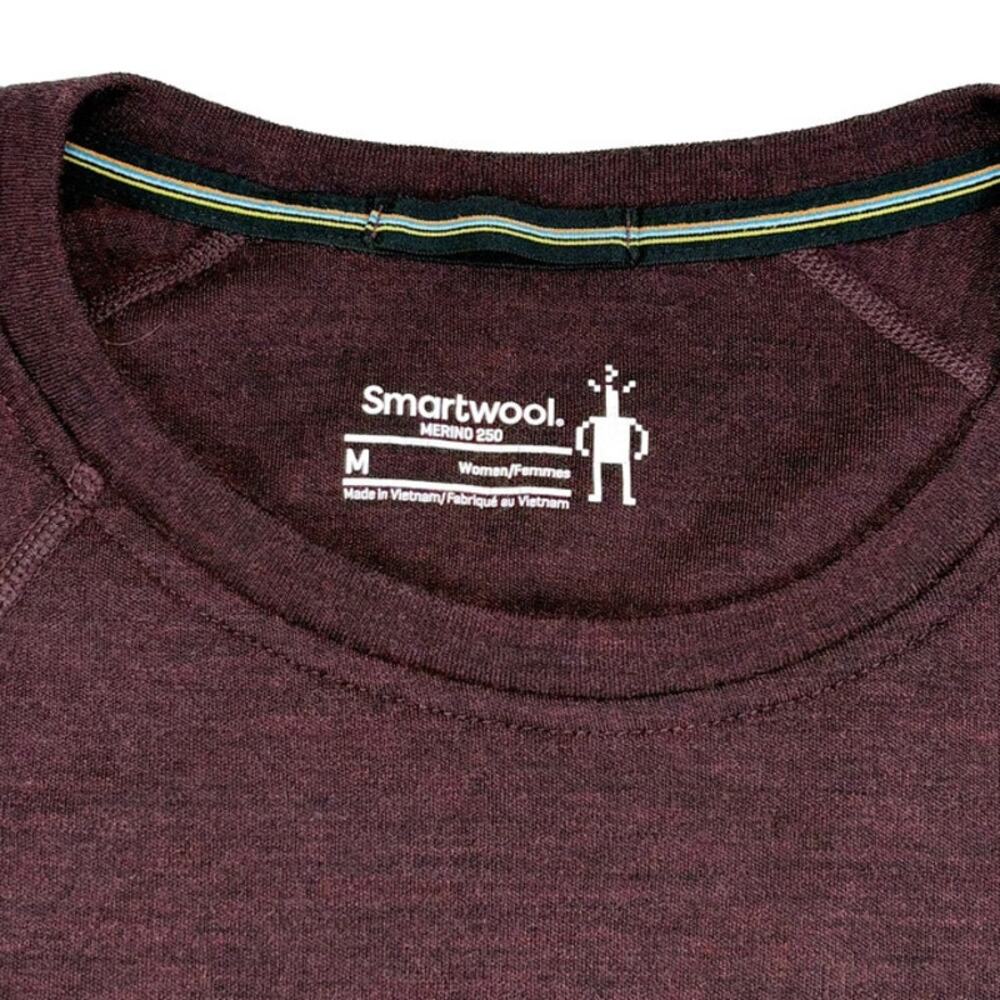Smartwool Merino 250 Base Layer Top Women M Burgundy Wool Outdoor Hiking Thermal - Picture 2 of 7